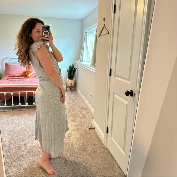 Rebecca Taylor Gray Flax Belted Maxi Dress Medium - Picture 2 of 11